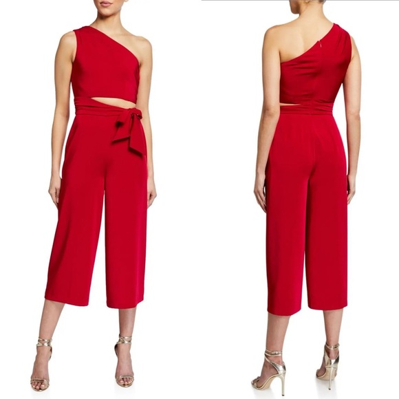 Theia Pants - Love, Theia One-Shoulder Cropped Jersey Jumpsuit w/ Side Cutout Size 10 NEW